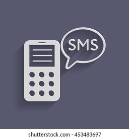 smartphone with the symbol of cloud of sms dialogue