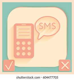 smartphone with the symbol of cloud of sms dialogue