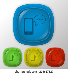 smartphone with the symbol of  cloud of speaking dialogue