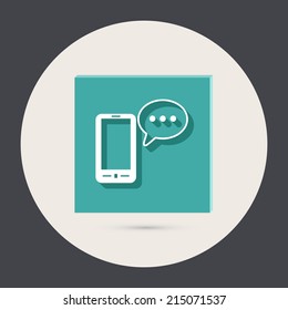 smartphone with the symbol of  cloud of speaking dialogue