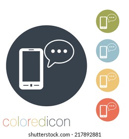 smartphone with the symbol of  cloud of speaking dialogue
