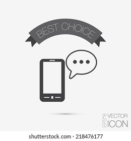 smartphone with the symbol of  cloud of speaking dialogue