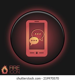 smartphone with the symbol of  cloud of speaking dialogue