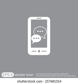 smartphone with the symbol of  cloud of speaking dialogue