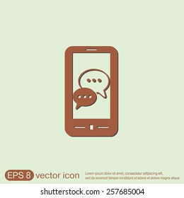 smartphone with the symbol of  cloud of speaking dialogue