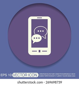 smartphone with the symbol of  cloud of speaking dialogue