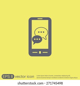 smartphone with the symbol of  cloud of speaking dialogue