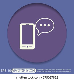 smartphone with the symbol of  cloud of speaking dialogue