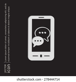 smartphone with the symbol of  cloud of speaking dialogue