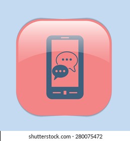 smartphone with the symbol of  cloud of speaking dialogue