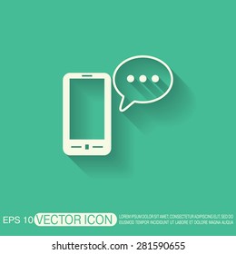 smartphone with the symbol of  cloud of speaking dialogue