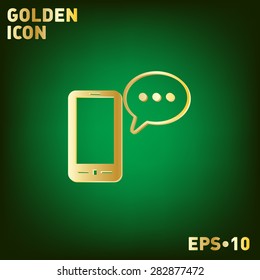 smartphone with the symbol of  cloud of speaking dialogue