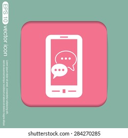 smartphone with the symbol of  cloud of speaking dialogue