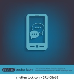 smartphone with the symbol of  cloud of speaking dialogue