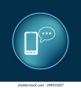 smartphone with the symbol of  cloud of speaking dialogue