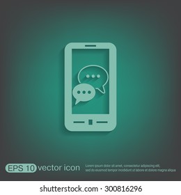 smartphone with the symbol of  cloud of speaking dialogue