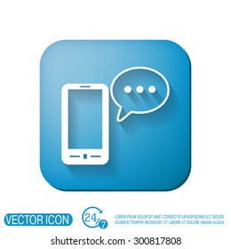 smartphone with the symbol of  cloud of speaking dialogue