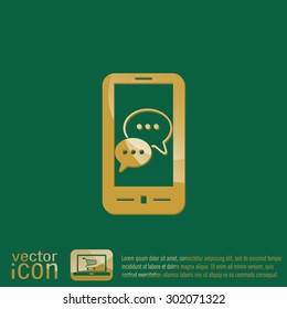 smartphone with the symbol of  cloud of speaking dialogue