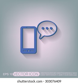 smartphone with the symbol of  cloud of speaking dialogue