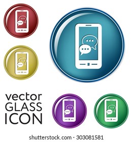 smartphone with the symbol of  cloud of speaking dialogue