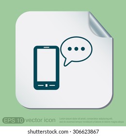smartphone with the symbol of  cloud of speaking dialogue