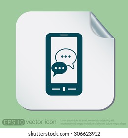 smartphone with the symbol of  cloud of speaking dialogue