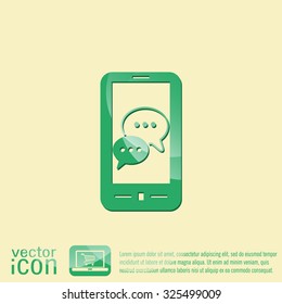 smartphone with the symbol of  cloud of speaking dialogue