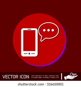 smartphone with the symbol of  cloud of speaking dialogue