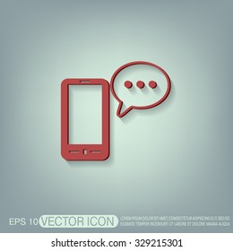 smartphone with the symbol of  cloud of speaking dialogue