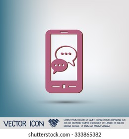 smartphone with the symbol of  cloud of speaking dialogue