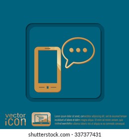 smartphone with the symbol of  cloud of speaking dialogue