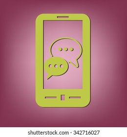 smartphone with the symbol of  cloud of speaking dialogue