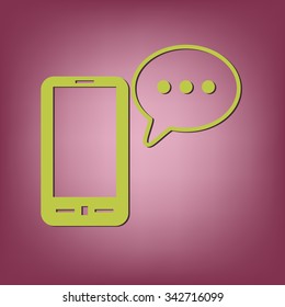 smartphone with the symbol of  cloud of speaking dialogue