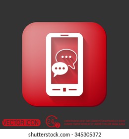 smartphone with the symbol of  cloud of speaking dialogue
