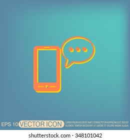smartphone with the symbol of  cloud of speaking dialogue