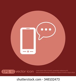 smartphone with the symbol of  cloud of speaking dialogue