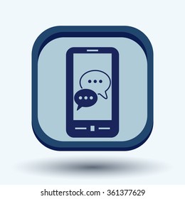 smartphone with the symbol of  cloud of speaking dialogue