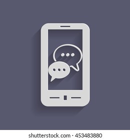 smartphone with the symbol of  cloud of speaking dialogue