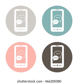 smartphone with the symbol of  cloud of speaking dialogue