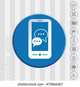 smartphone with the symbol of  cloud of speaking dialogue