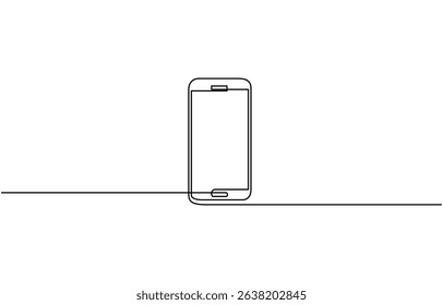 Smartphone symbol in continuous line drawing style. Line art of phone icon, mobile phone concept. One line drawing. Single line art. Vector illustration.