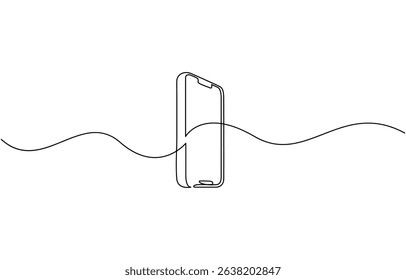 Smartphone symbol in continuous line drawing style. Line art of phone icon, mobile phone concept. One line drawing. Single line art. Vector illustration.