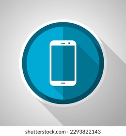 Símbolo Smartphone, icono azul vector de diseño plano con sombra larga