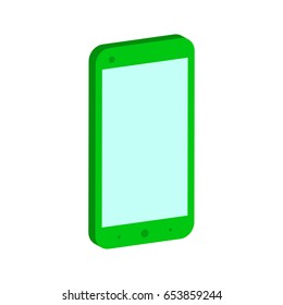 Smartphone symbol. Flat Isometric Icon or Logo. 3D Style Pictogram for Web Design, UI, Mobile App, Infographic. Vector Illustration on white background.
