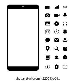 Smartphone symbol icon set in vector. Media and communication icon.