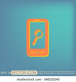 smartphone with the symbol magnifying glass. search sign