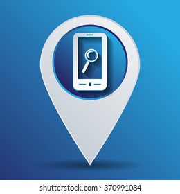 smartphone with the symbol magnifying glass. search sign