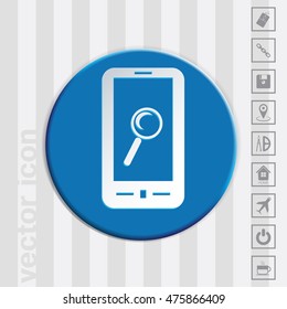 smartphone with the symbol magnifying glass. search sign