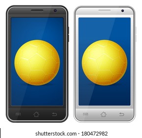 Smartphone with symbol on a white background.