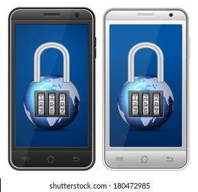 Smartphone with symbol on a white background.